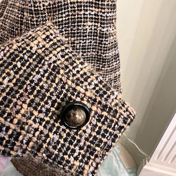 Carlisle. Sz 10. Black Tan Tweed Lined Cotton Blend Jacket. Nubby Fabric. AL-S - Picture 2 of 7